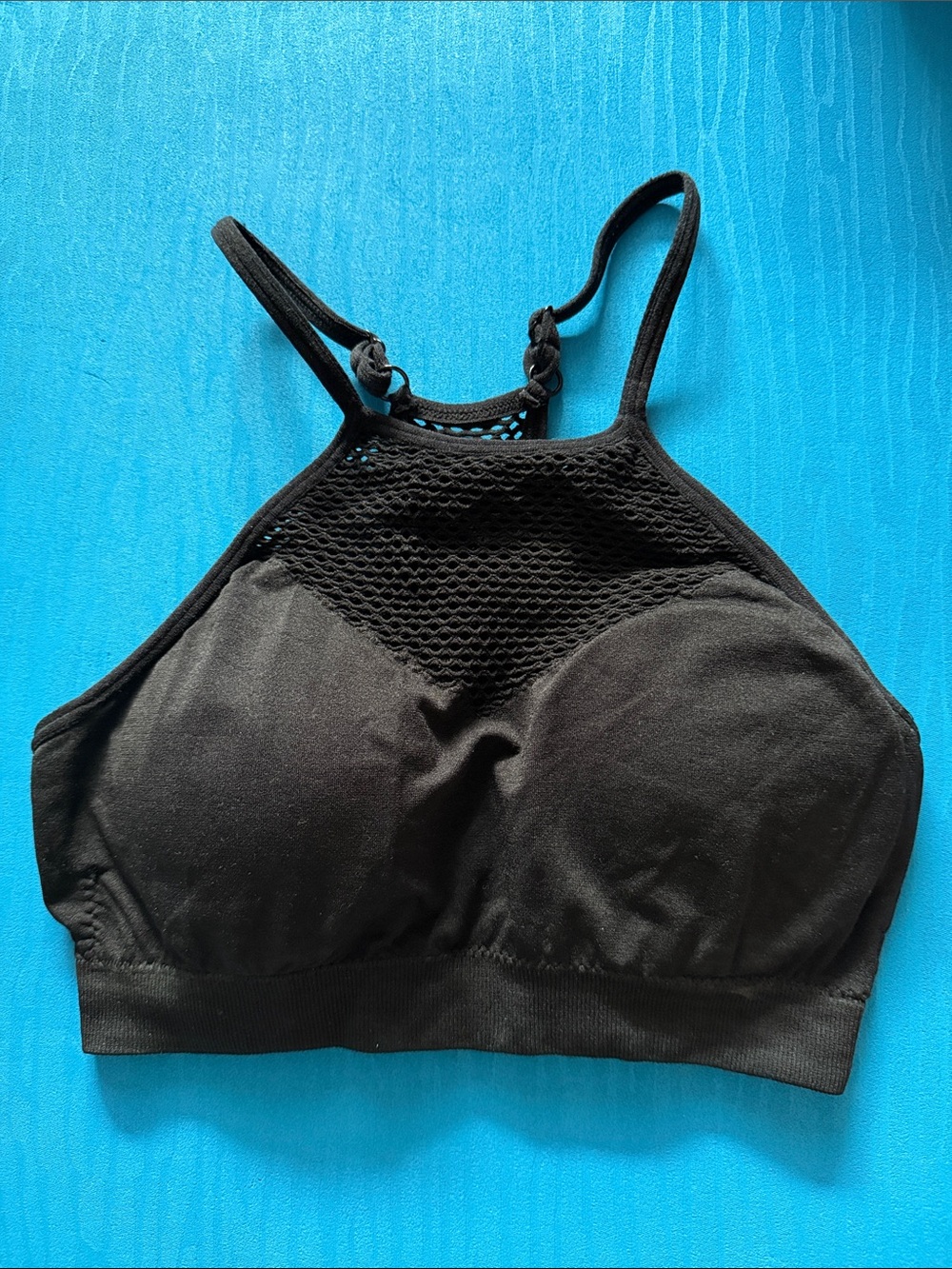 C&C California Sports Bra/Bralette with padding & mesh detail - black - size S